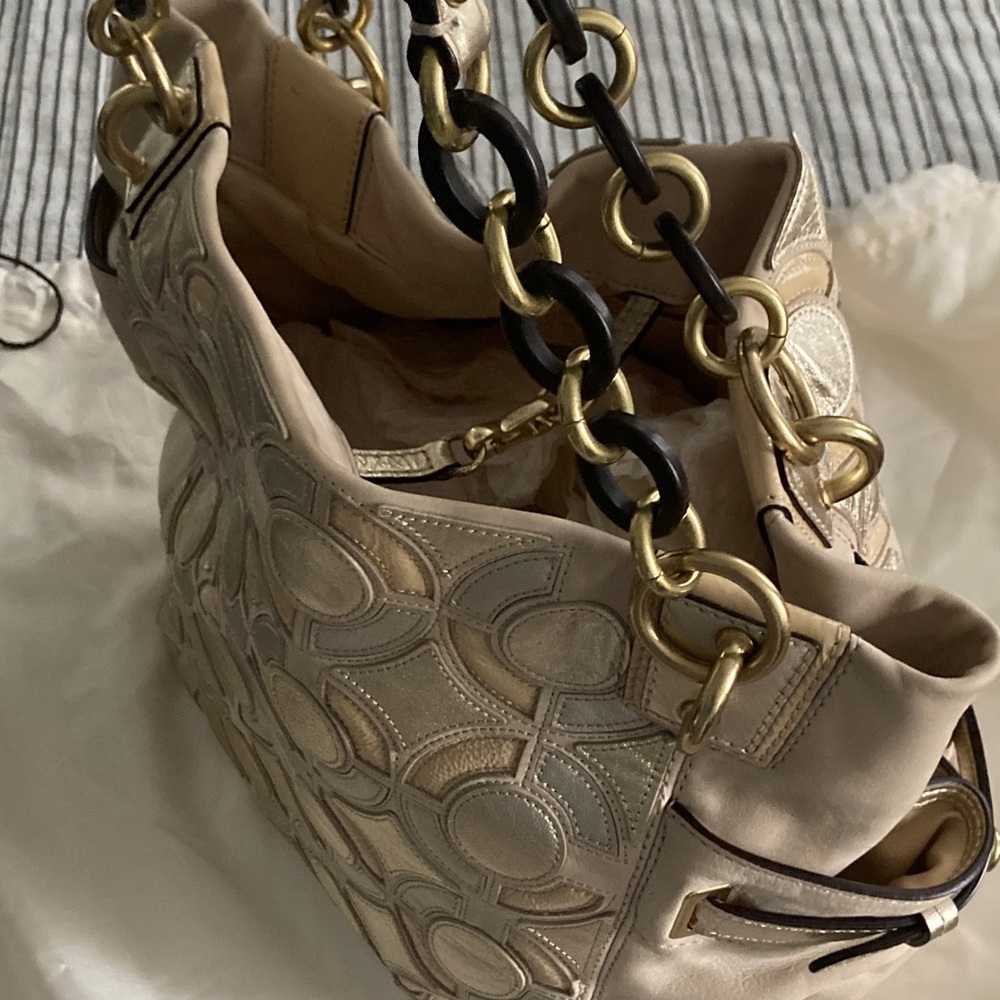 Coach Peyton Leather Mosiac Shoulder Bag - Picture 8 of 12